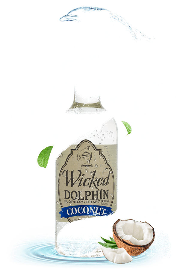 wicked dolphin coconut rum bottle