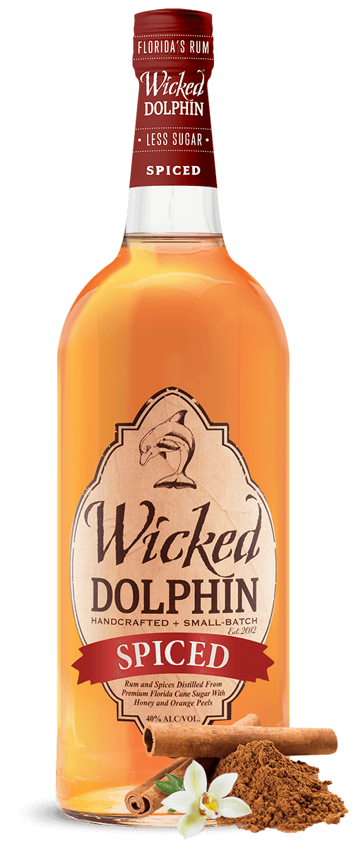 wicked dolphin spiced rum bottle