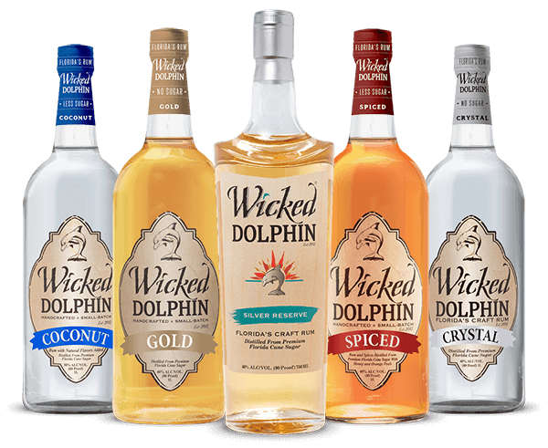 bottles of wicked dolphin rum
